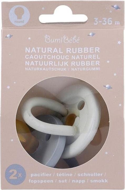 Actual product image Hevea Bumi bébé natural rubber soother 2-pack, Dove Grey & Sage, round (3-36 months) (2 x, 3 - 36 M.)