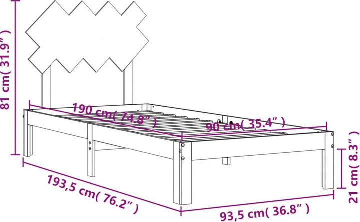 Produktbild VidaXL Massivholzbett mit Kopfteil 160x200 cm (150 x 200 cm)
