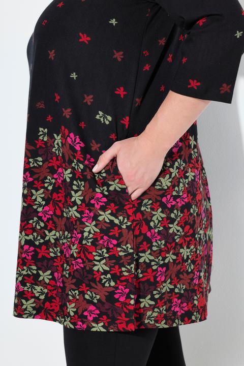 Produktbild Ulla Popken Longshirt, bedruckt, A-Linie, V-Ausschnitt, 3/4-Arm (58)