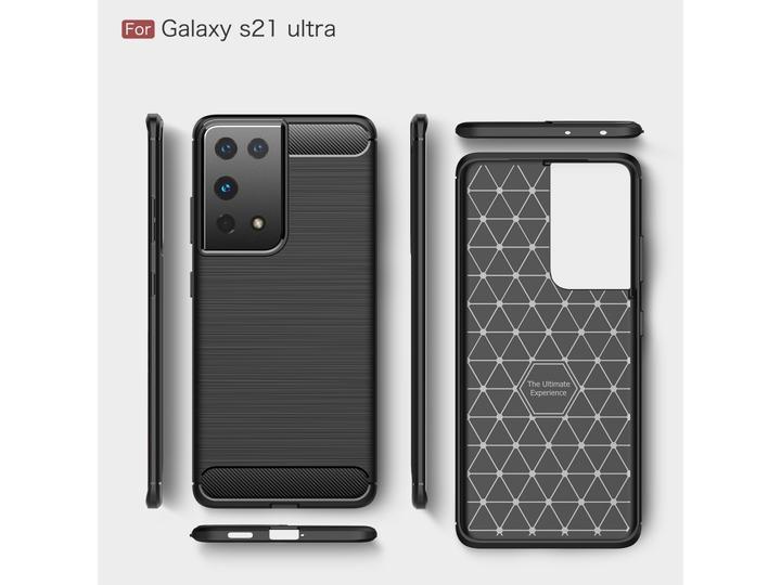 Actual product image Screenguard Samsung Galaxy S21 Ultra Cover Carbon Brushed Soft TPU (Samsung Galaxy S21 Ultra)