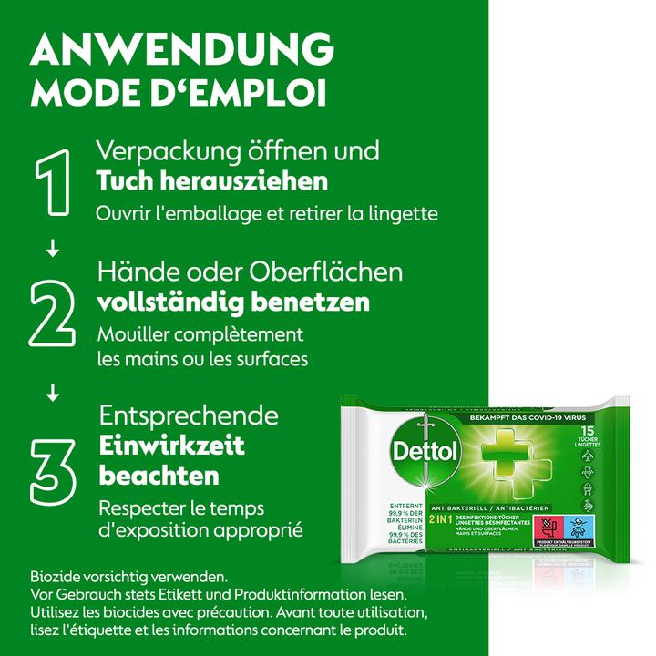 Image du produit Dettol Lingettes de désinfection 2en1