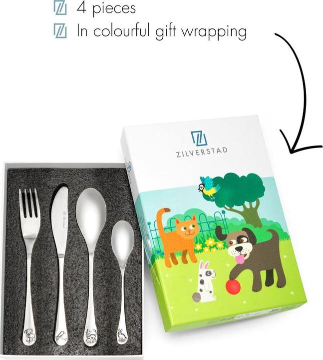 Image du produit Zilverstad Couverts pour enfants Animaux 4pcs.