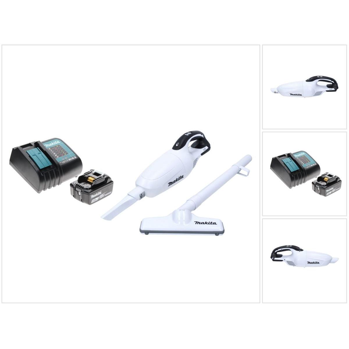 Makita DCL 181 FRT1 W Akku Staubsauger 18 V Weiss + 1x Akku 5,0 Ah + Ladegerät, Staubsauger, Weiss