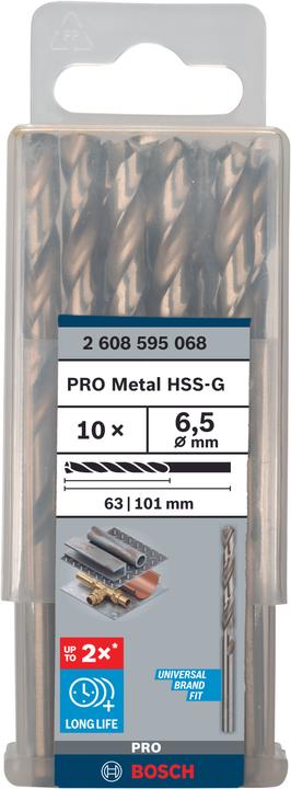 Produktbild Bosch Professional Zubehör PRO Metal HSS-G Spiralbohrer, 6,5 x 63 x 101 mm (6.5 mm)