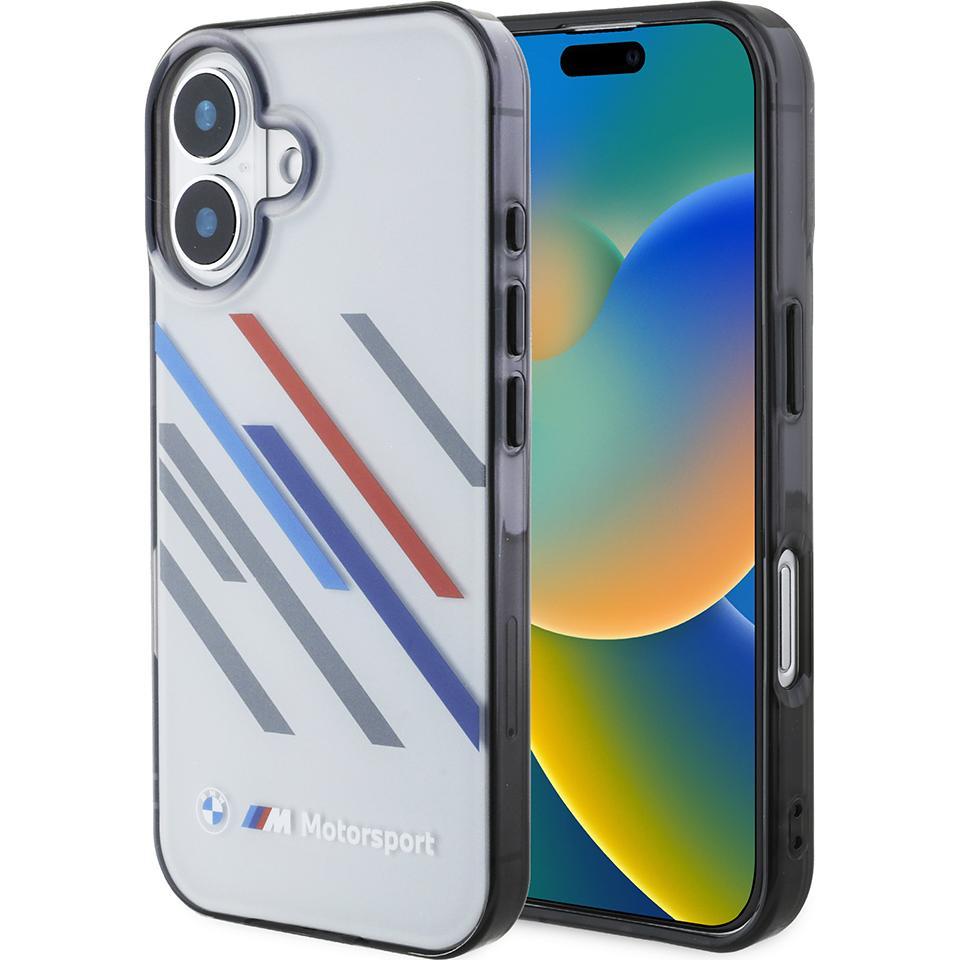 BMW BMHCP16S23HTRAG iPhone 16 6.1" szary/grey hardcase Motosport IML Random Stripes (Apple iPhone 16), Smartphone Hülle,...