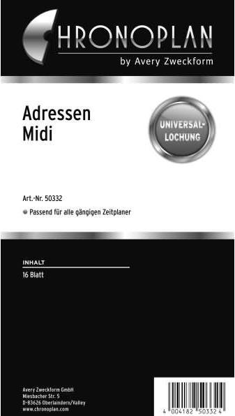 Produktbild Chronoplan Adressen Blatt (Spezial)