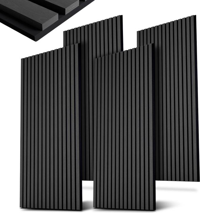 Produktbild Juskys 4x Akustik Wandpaneele 120x60cm - Eiche Dunkelgrau