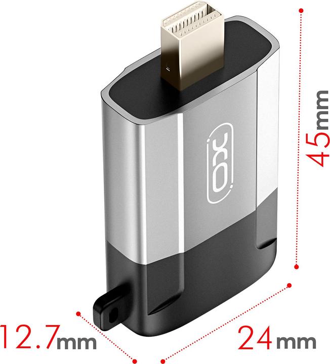 Actual product image xO adapter GB015 mini Displayport - HDMI 4K gray (HDMI, 4.50 cm)