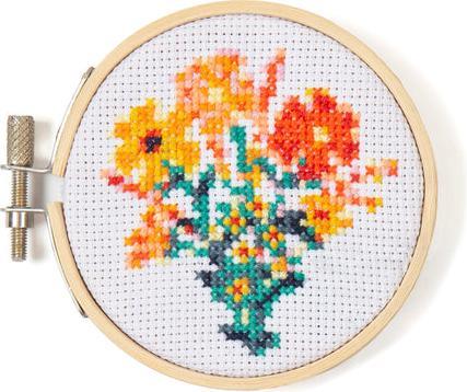 Kikkerland Mini Cross Stitch Embroidery-Flowers