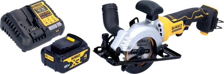 Actual product image DeWalt DCS 571 M1 Akku Handkreissäge 18 V 115 mm Brushless + 1x Akku 4,0 Ah + Ladegerät