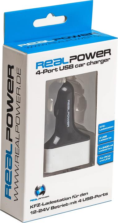 Actual product image RealPower 4-Port USB car charger