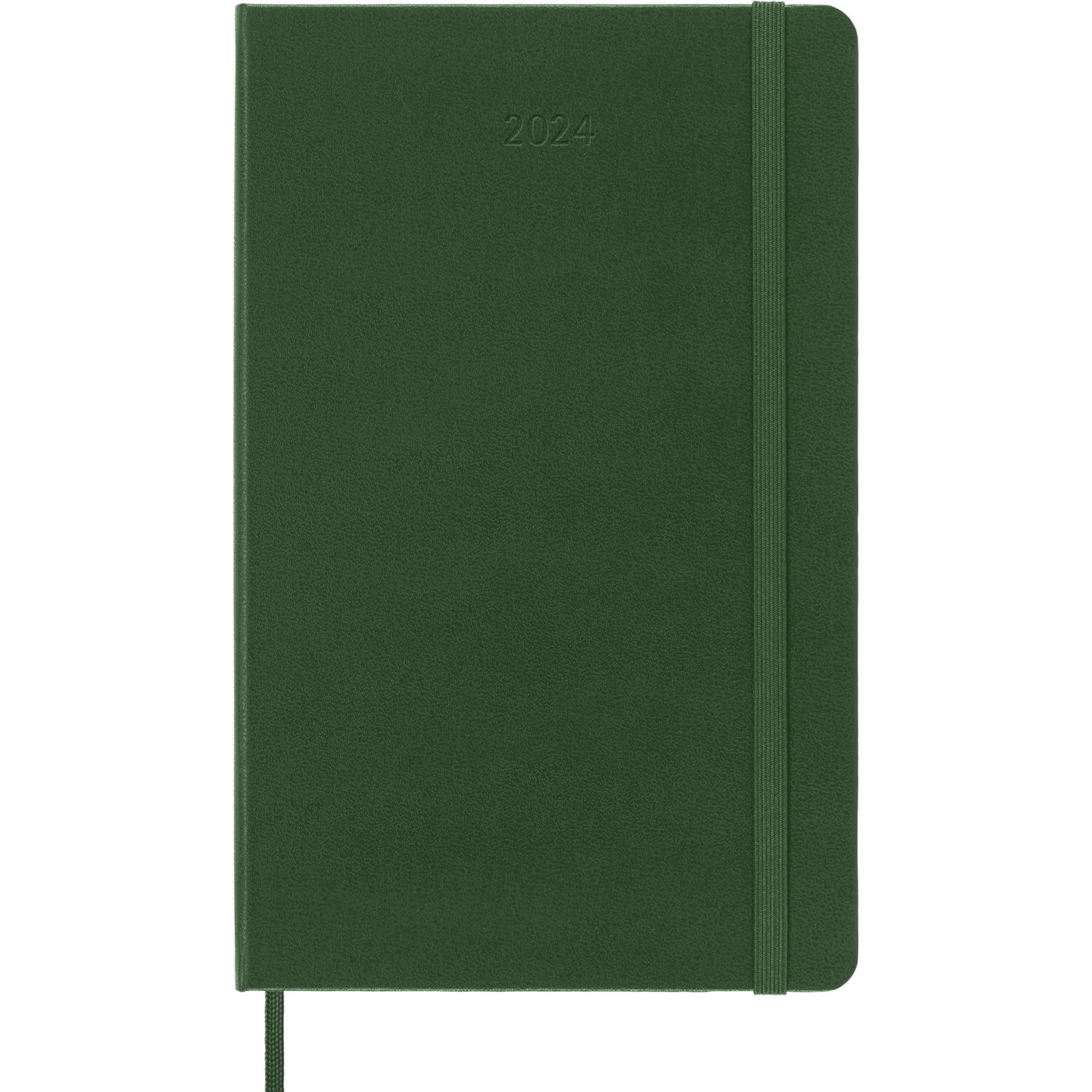Moleskine, Kalender, 12 Monate Tageskalender 2024, Large/A5, Myrtengrün (A5, Harter Einband, Englisch)