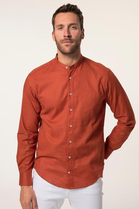Immagine prodotto JP1880 Camicia in misto lino dalla vestibilità moderna con colletto alla coreana e maniche lunghe (4XL)
