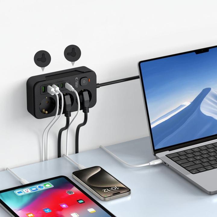 Productafbeelding Tech-Protect PC3X6 Power Strip (3 x, CEE, USB-C, USB-A, 2 m)