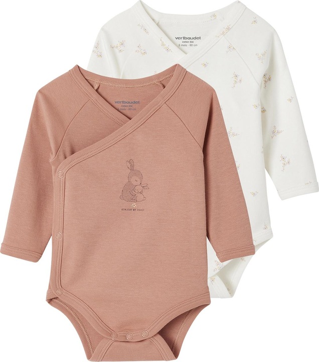 Actual product image Vertbaudet Bio-Kollektion: 2er-Pack Baby Wickelbodys mit langen Ärmeln (56)