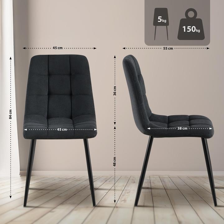 Actual product image CLP 4er Set Esszimmerstuhl Tilde gepolstert mit Rückenlehne bis 150 kg belastbar