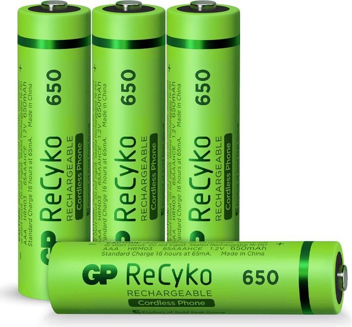 GP Batteries Charger GP 1x4 GP Recyko Nimh Ackus AAA 650mah Dect-Telephon (1 pcs., AAA, 650 mAh)