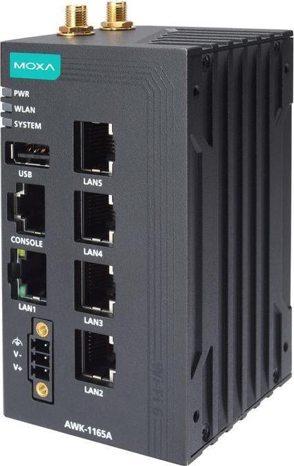 Actual product image Moxa Industrial 802.11ax wireless AP with 5 101001000BaseT(X) ports, IP30, US band, -