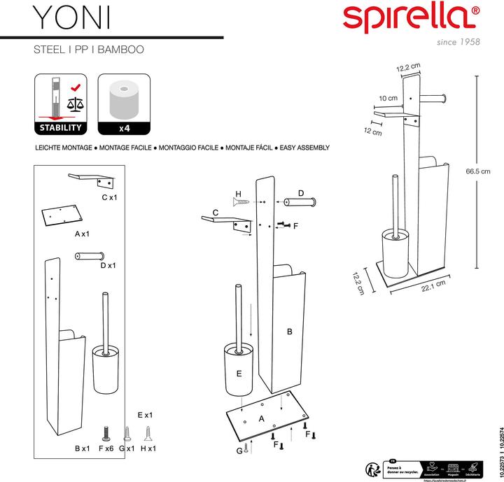 Image du produit Steinbach Garniture de WC Yoni avec réserve de papier blanc mat/bamb