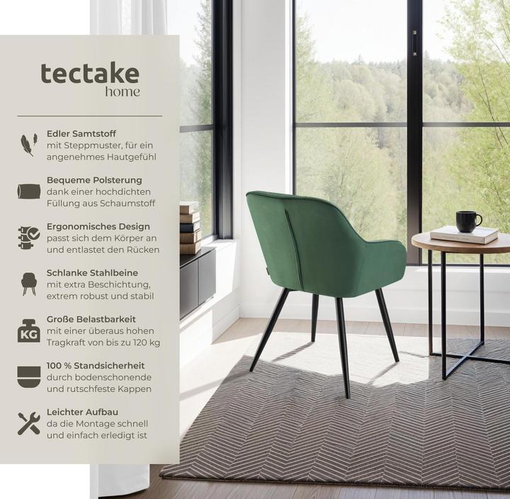 Produktbild tectake Stuhl Marilyn, Samtoptik, gesteppt