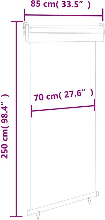 Produktbild vidaXL Balkon-Seitenmarkise (0.80 m)
