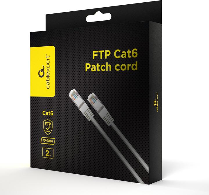 Actual product image Cablexpert FTP Cat6 Patch cord, white, 2 m (F/UTP, CAT6, 2 m)