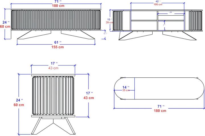 Actual product image Kalune Design Oscar (180 x 43 x 60 cm)