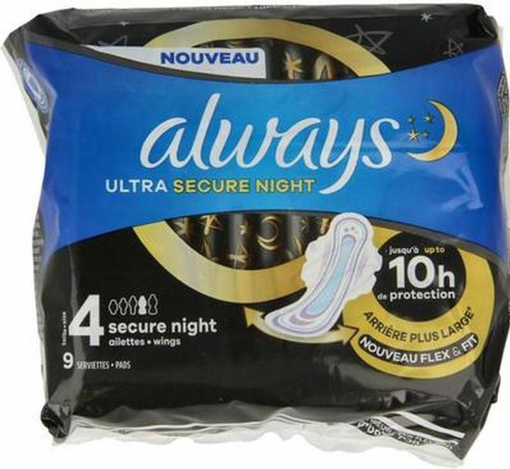 Produktbild Always Ultra Secure Night 9 Damenbinden Grösse 4 (9x)
