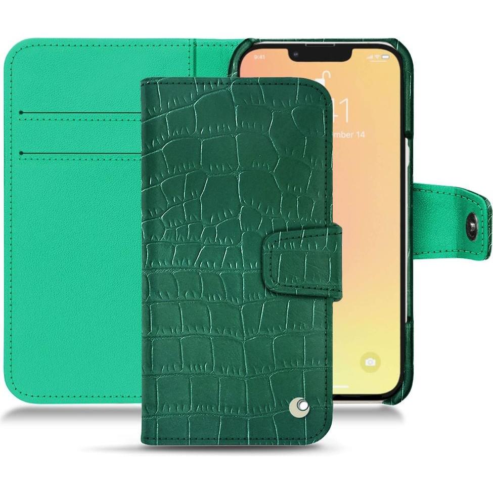 Noreve Lederschutzhülle Wallet (Apple iPhone 13 mini), Smartphone Hülle, Grün