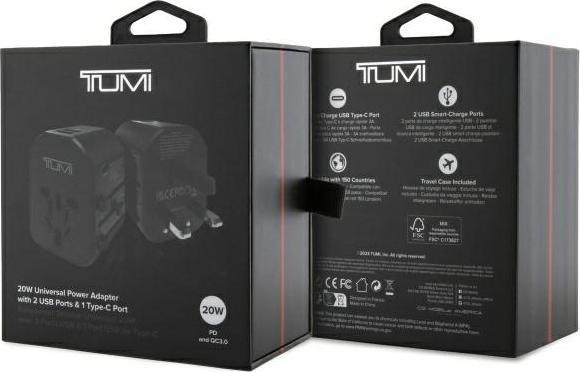 Produktbild Tumi TUTA20WMSLK travel adapter 20W USB-C / 2xUSB-A black (USB-C, 3 Ports)