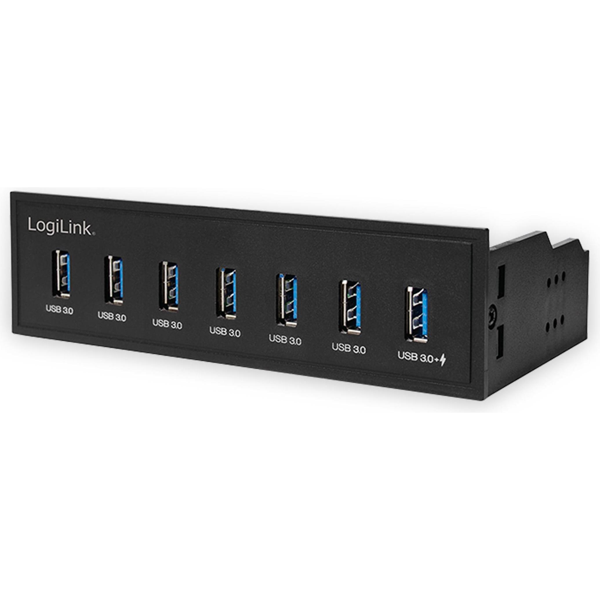 LogiLink UA0342 (USB-A, 7 Ports), Dockingstation + USB Hub, Schwarz
