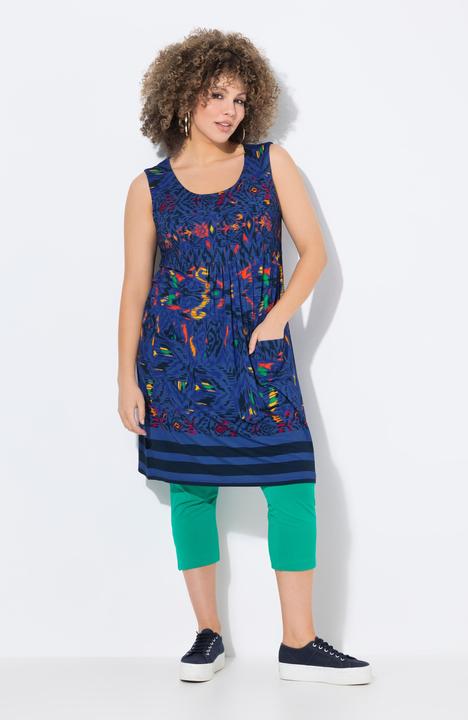 Produktbild Ulla Popken Jerseykleid, bedruckt, A-Linie, Rundhals, ärmellos (60)