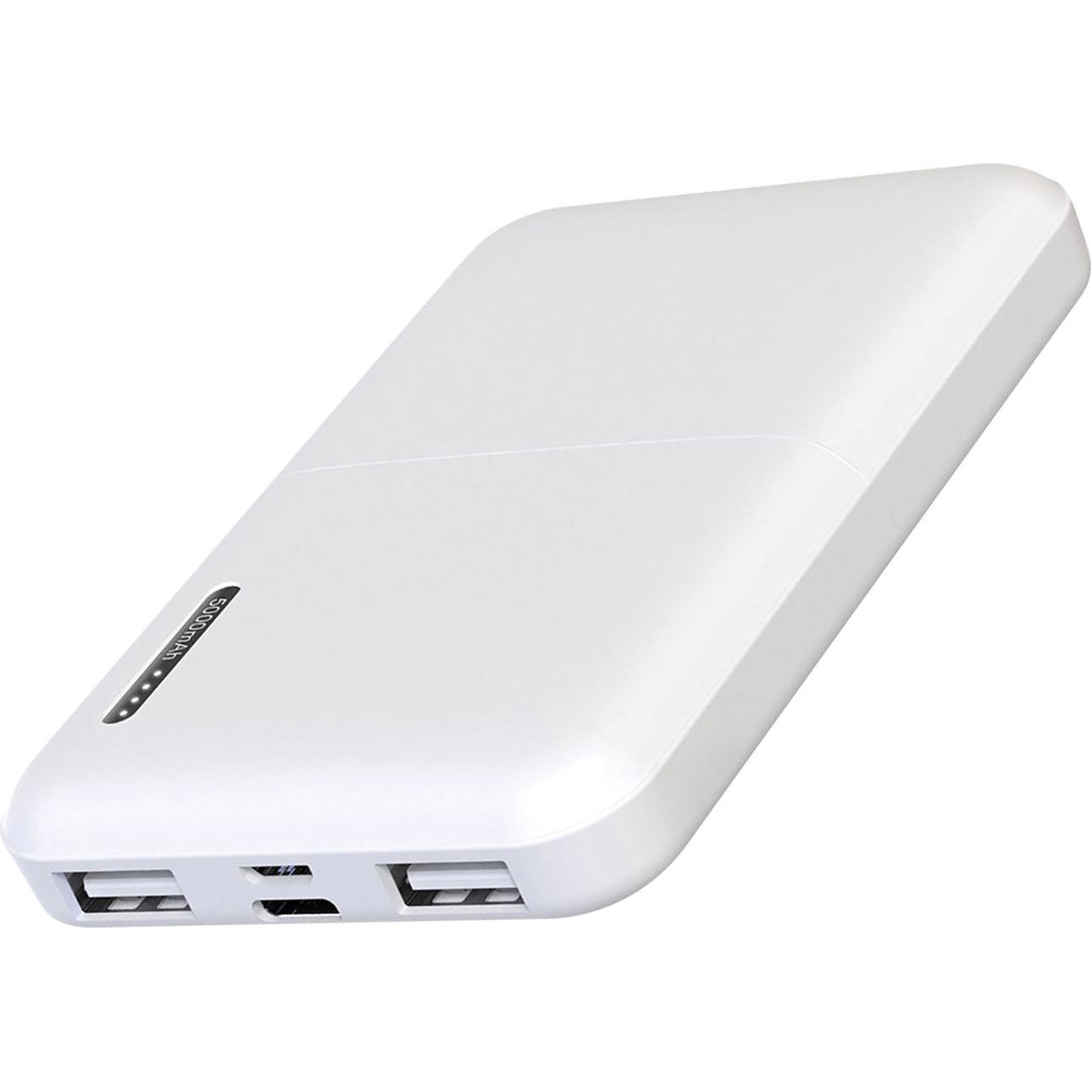 Akashi 5.000mAh Dual-USB Powerbank (5000 mAh), Powerbank, Weiss
