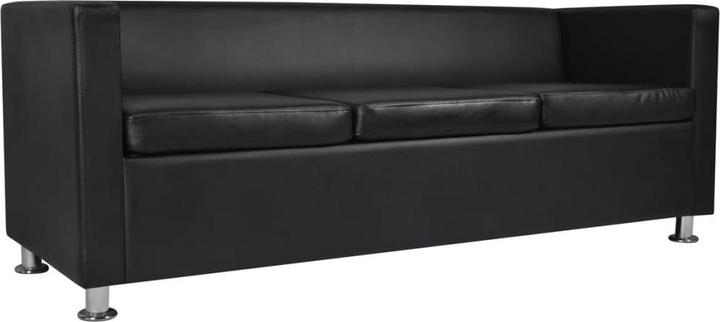 Produktbild vidaXL Sofa 3-Sitzer Kunstleder Schwarz (3-Sitzer)