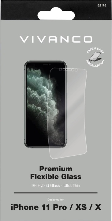 Immagine prodotto Vivanco Vetro di protezione dello schermo 2D per iPhone 11 Pro, X, Xs (1 Pezzo/i, Apple iPhone XS, Apple iPhone 11 Pro)