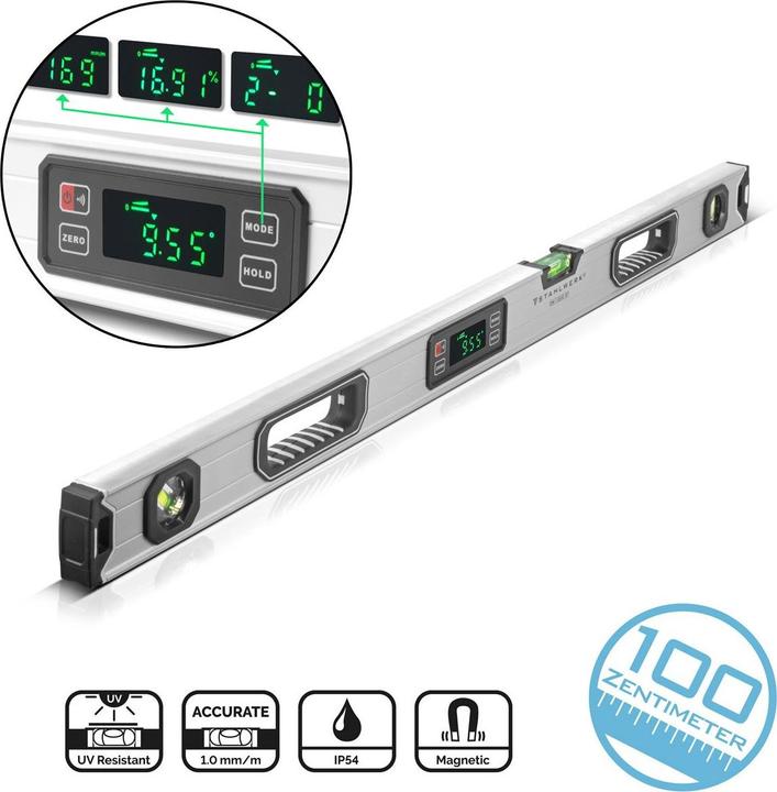 Actual product image Stahlwerk Digital spirit level DW-1000 ST made of aluminium with 1000 mm length (100 cm)