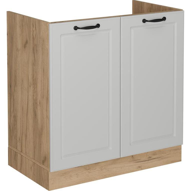 Vicco, Regal, Spülenunterschrank R-Line, Weiss Landhaus/Goldkraft Eiche, 80 cm ohne Arbeitsplatte