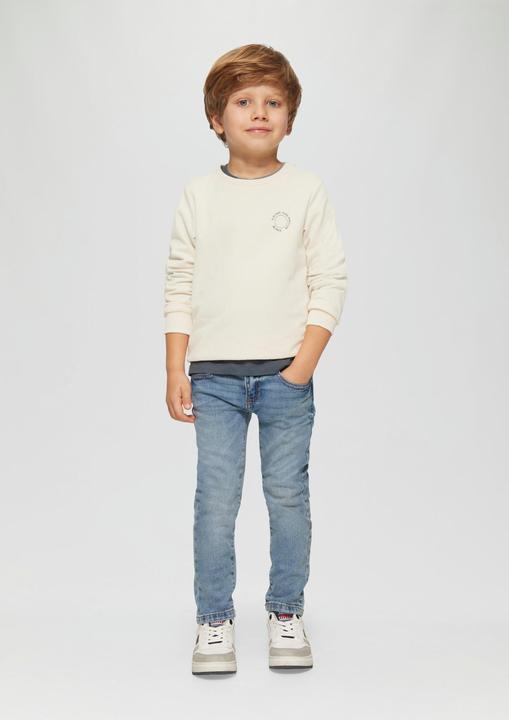 Actual product image S.Oliver Sweatshirt Unisex Sweatshirt mit Rippbündchen und kleinem Print-Detail (116, 122)