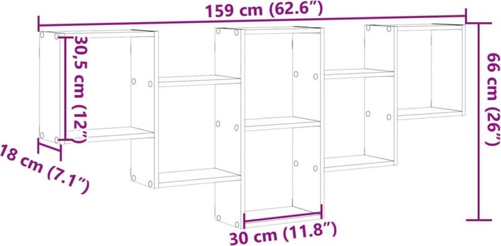 Valori nutrizionali e ingredienti VidaXL Scaffale a muro (159 x 18 x 66 cm)