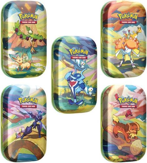 Actual product image Pokémon TCG - Vibrant Paldea Mini Tin (Espathra / Goomy / Leafeon / Oricorio / Pachirisu) assorted (English, Tin)