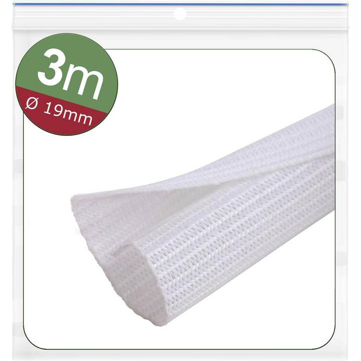 Quadrios 24CA472 24CA472 Geflechtschlauch Weiss Polyester 19 bis 20 mm 3 m (Kabelschlauch, 300 cm)