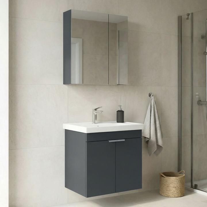 Produktbild Homitis Desna 60 Bathroom Cabinet With Sink & Mirror Set (2 Pieces)