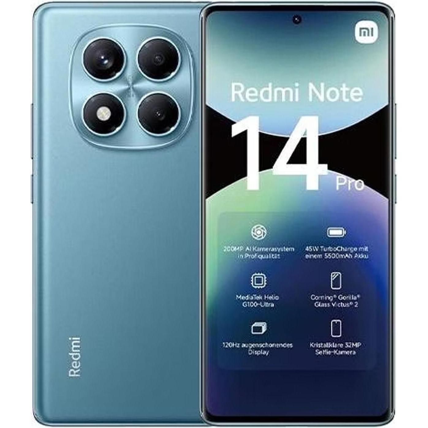Xiaomi Redmi Note 14 Pro (512 GB, Ocean Blue, 6.67", Dual SIM, 4G), Smartphone, Blau