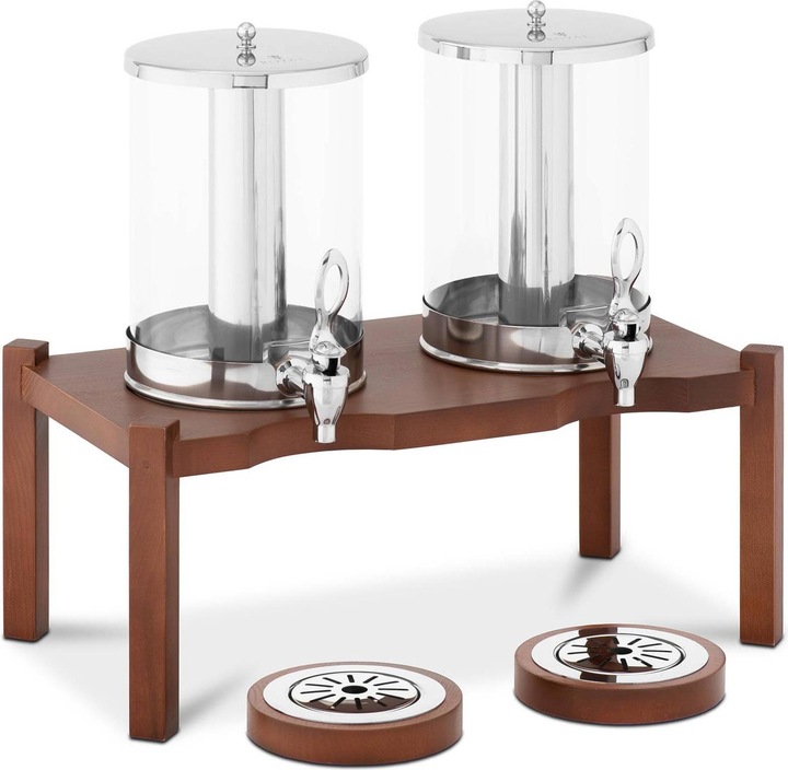 Produktbild Royal Catering Saftspender 2 x 7 L Saftdispenser Gastro Getränkespender Holzrahmen Zapfhahn