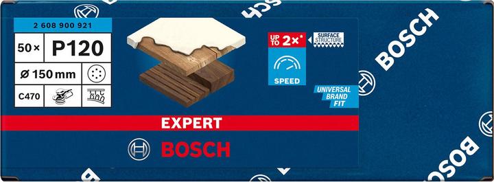 Produktbild Bosch Professional Zubehör EXPERT C470 Schleifpapier mit 6 Löchern für Exzenterschleifer, 150 mm, G 120, 50-tlg. (120)