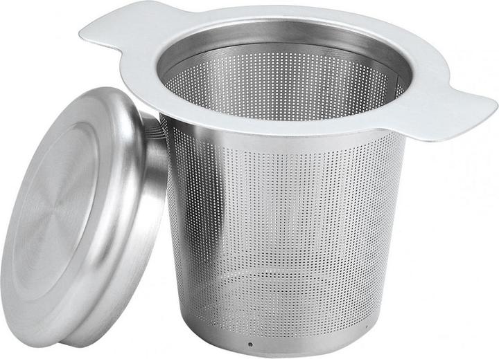 Produktbild King 2er-Set Hochwertiges Teesieb Edelstahl mit Deckel – Teefilter mit Abtropfschale