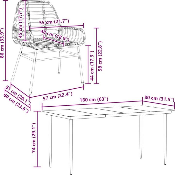 Actual product image vidaXL Garden dining set (160 cm)