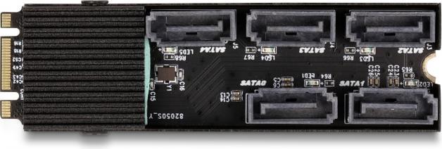 Produktbild Delock Konverter M.2 2280 Key B+M Stecker zu 5 x SATA mit Kühlkörper