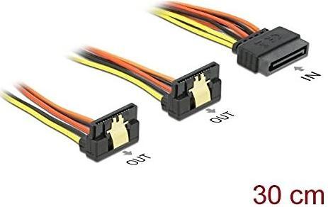 Image du produit Delock Adaptateur d'alimentation SATA vers 2x SATA Y (30 cm, SATA)
