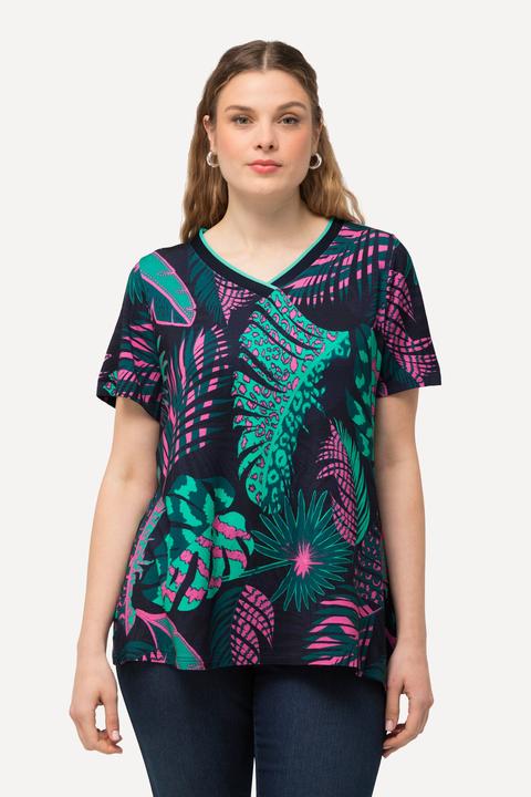 Produktbild Ulla Popken T-Shirt, Palmen, A-Linie, V-Ausschnitt, Halbarm (42, 44)
